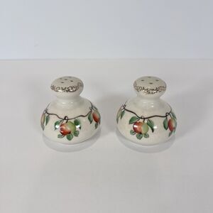 Antique Salt And Pepper Shakers Hand Painted‎ Apples And Gold Motif